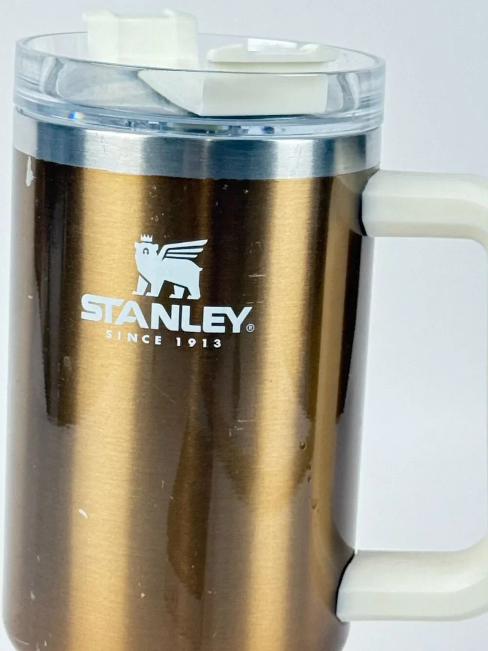 Stanley Quencher Stainless Steel 40 oz Travel Mug Bronze w/Handle Damaged